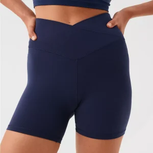 Navy crossover waist 5-inch bike shorts