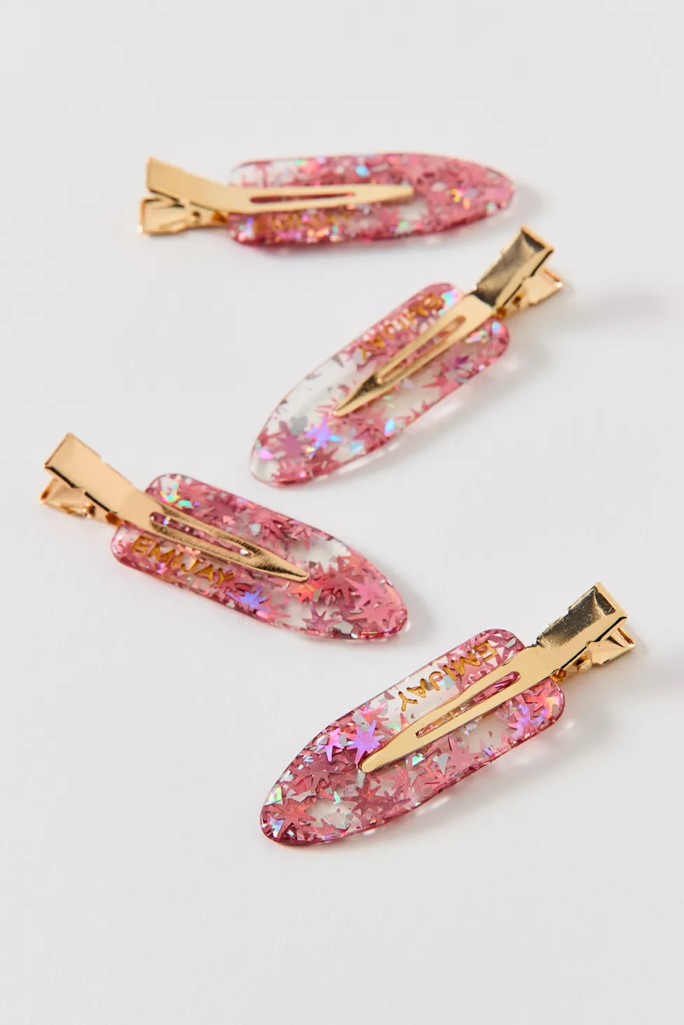 Pink acetate hair clips with gold clasp