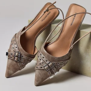 UO Wren Buckle Slingback Kitten Heel